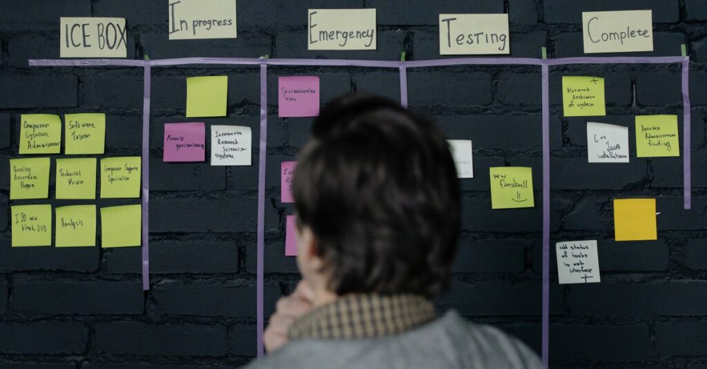Équipe planifiant avec un tableau agile